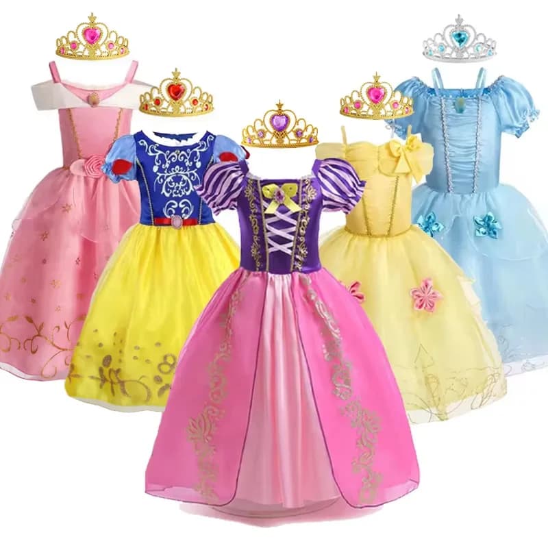 Children Princess Dress for Girls Cosplay Rapunzel Sofia Aurora Belle Costume Halloween Carnival Kids Birthday Ball Gown Clothes