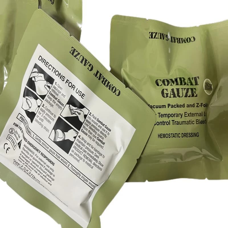 Kaolin Gauze Combat Hemostatic Emergency Trauma Z-Fold Soluble For Ifak Tactical Military First Aid Kit Medical Wound Dressing