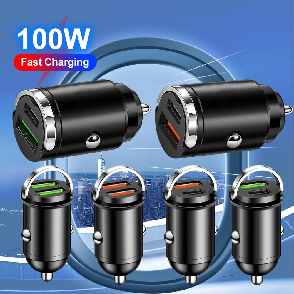 Mini PD USB Car Charger Lighter Type C Car Charger for Xiaomi Samsung Huawei Super Fast Charging QC3.0 Car Charger for iPhone