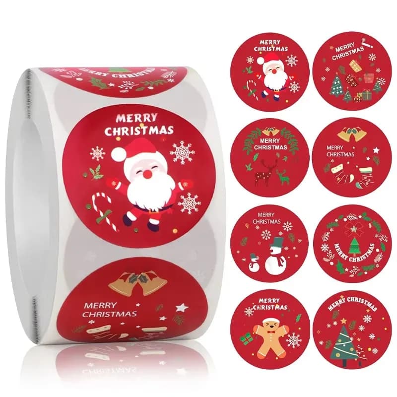 100-500PCS 100-500PCS Merry Christmas Stickers Smal Stickers for Rolling Sticker Pack Roll Packing Lables