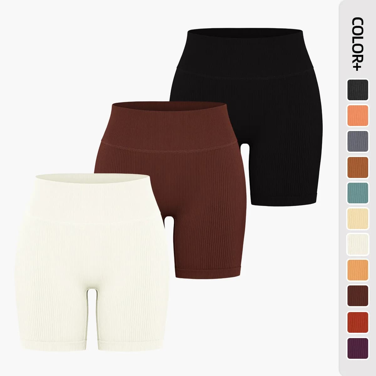 Seamless Ribbed Yoga Shorts For Women High Waist Tights Elastic Workout Cycling Shorts Sports Short Leggings Booty Gym Shorts