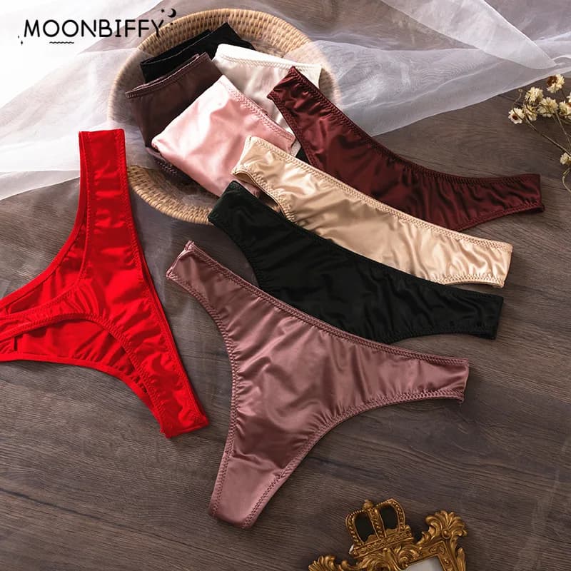 Ice Silk Satin Women Lingerie Underwear Low Waist Seamless Quick-drying Thong Skin-friendly Breathable Briefs Women Intimates
