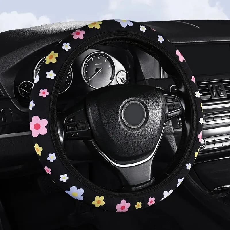 Elastic Stretch Car Steering Wheel Cover Without Inner Ring Fits 14.5-15in Steering Wheels, Breathable , Easy Carry