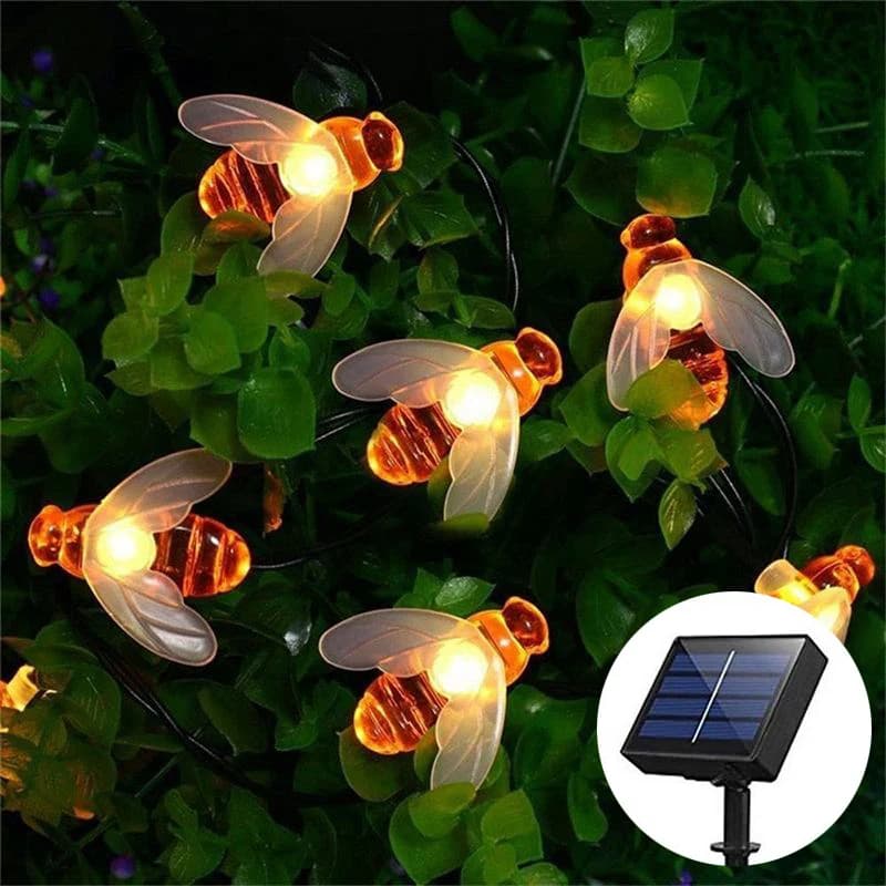 Solar LED Light String Waterproof 50 LED Cute Bee Outdoor Light Garden Patio Party Christmas Tree Honeybee Starry Decor Lamp