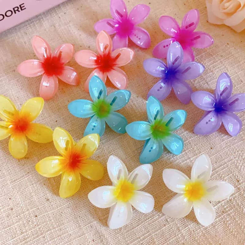 Dopamine Gradient Egg Flower Acrylic Hair Claws for Women Premium Partysu Accessories Headdress Charms Small Bang Duckbill Clips