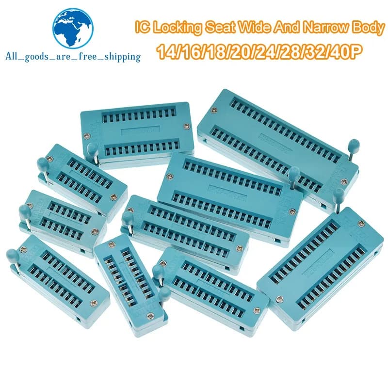 TZT 1pcs/lot 14 16 18 20 24 28 32 40 P Pin 2.54 MM Green DIP Universal ZIF IC Socket Test Solder Type IC lock seat zif socket