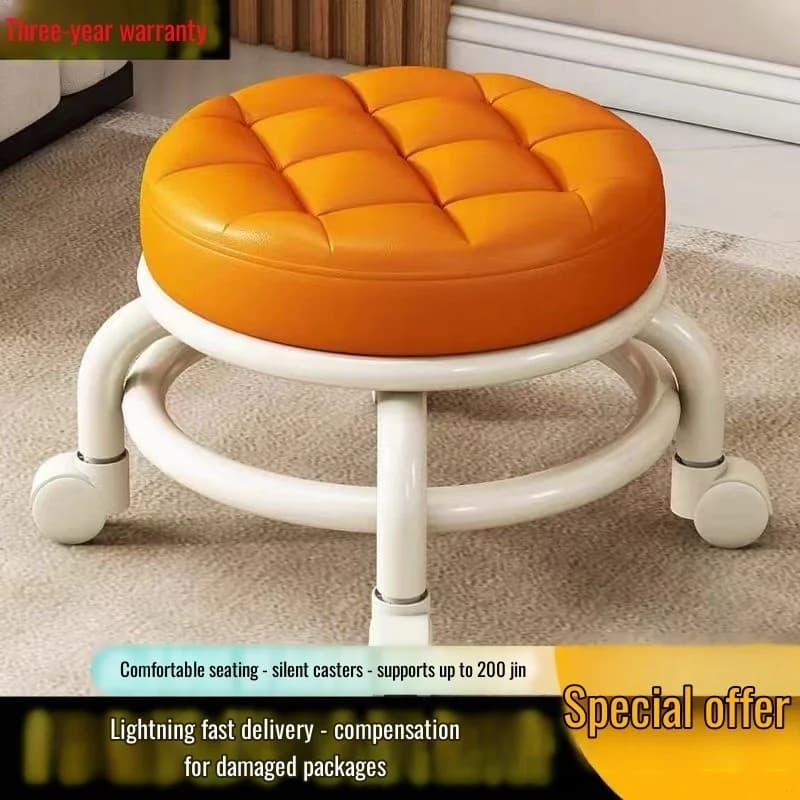 Universal Wheel Stool Household Pulley Small Low Stool Chair Shoes Changing Stools 360 Degree Rotating Round Chair for Children