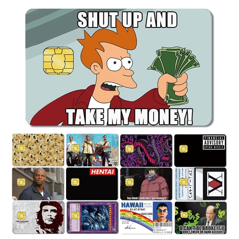 2023 Fashion Anime Cartoon Bear Skin Sticker Film Tape Case for Big Credit Debit Card Front Side