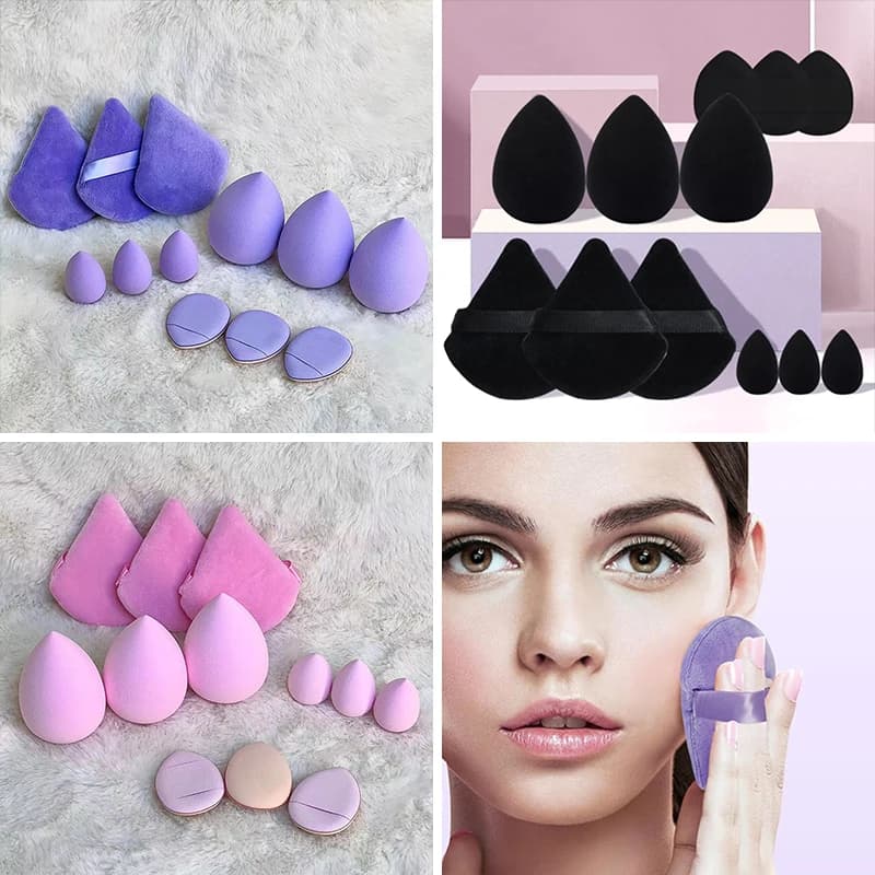 12-Piece All-Purpose Makeup Sponge Set, Made of 3 Loose Powder Puffs, 3 Mini Air Cushion Puffs, 3 Beauty Eggs and 3 Mini Beauty
