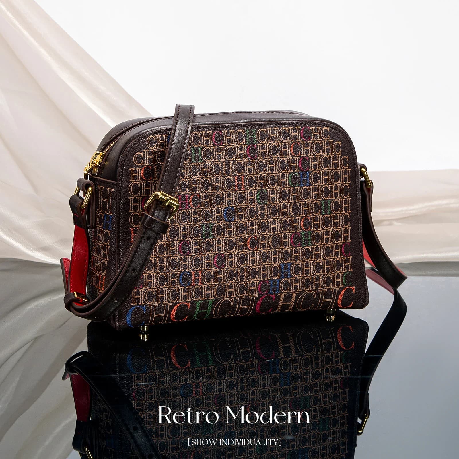 Classic Luxury Women's Handbag Square PVC Printed Shoulder Bag Fashionable Women's Designer Women's Bag