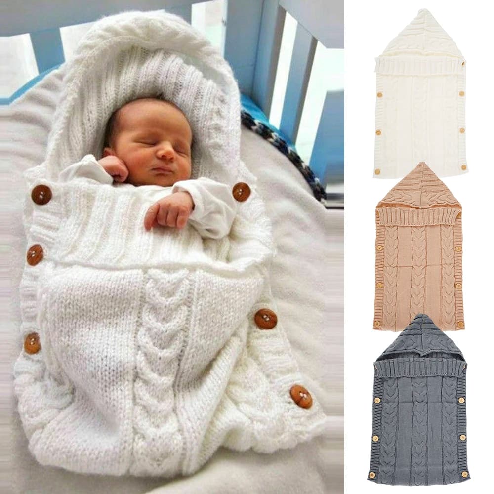Baby Swaddle Blanket Newborn Baby Sleeping Bag Receiving Blankets Soft Thick Knit Baby Stroller Wrap For 0-6 Month Baby