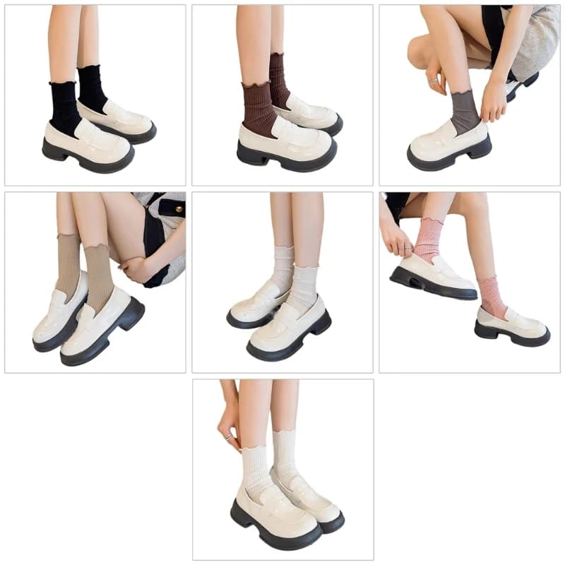 Women Ankle Socks Ruffle Frilly Socks Breathable Lolitas High Ankle Socks