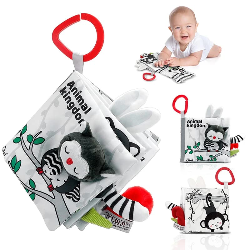 Baby Cloth Book Toy Black White Activity Sensory Books Babies Kids Early Development Montessori Toys 0 12 Months Toddler Gifts