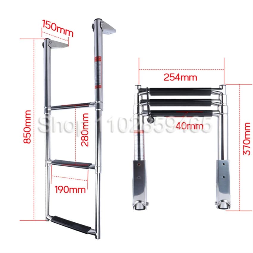 Boat Accessories 2/3/4 Step Telescoping Adjustable Stainless Steel Boat Ladder/ Swim Deck Ladder For Yacht And Pool