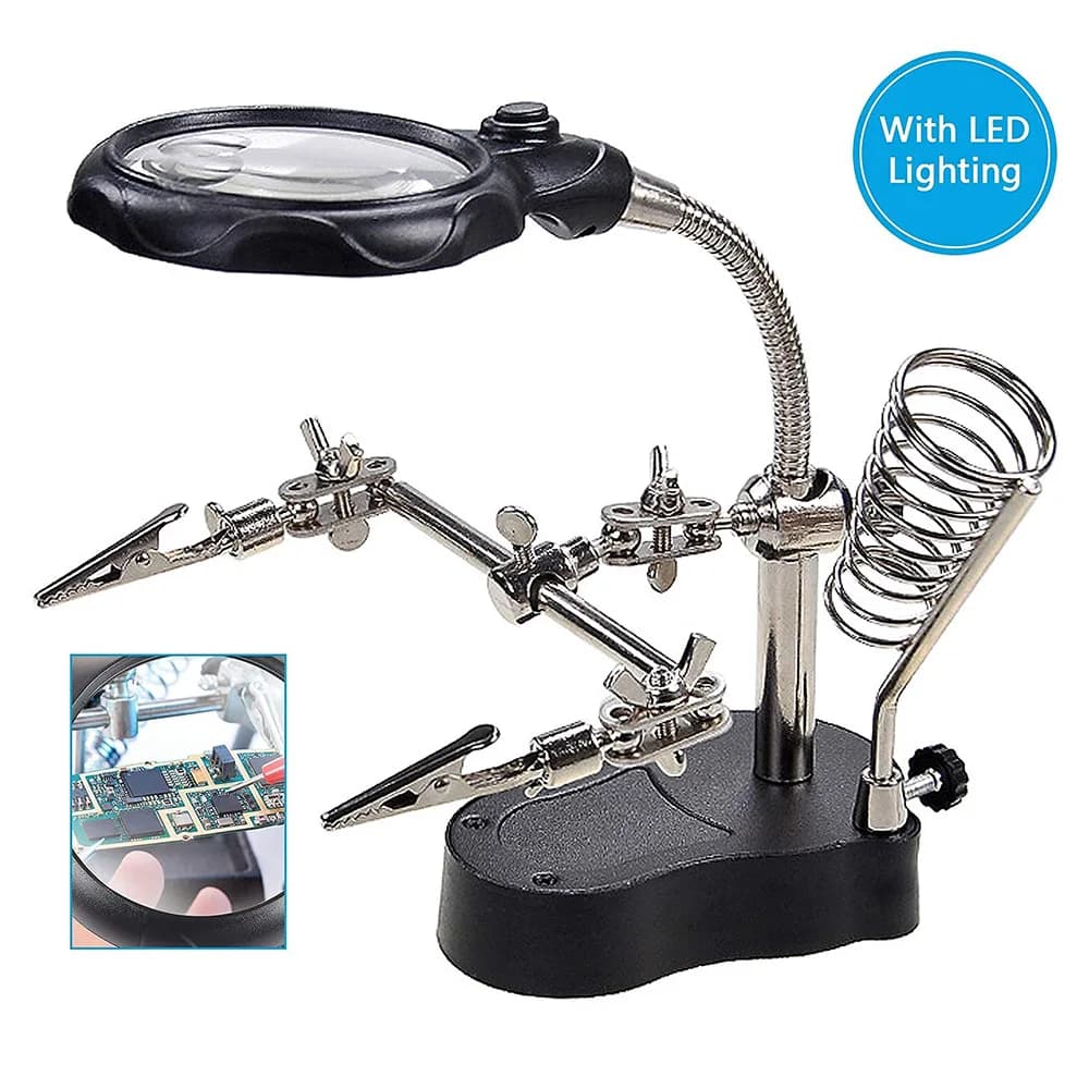 Multi-function soldering iron station Portable auxiliary clamp soldering iron with LED Magnifying glass Soldering repair tools