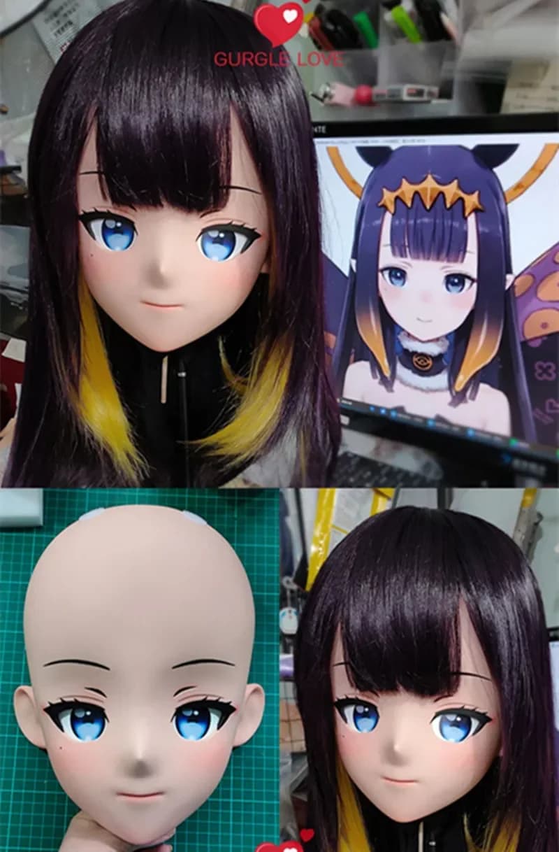 (GL13) Custom Cartoon Character Resin Half Head Crossdress Cosplay Japanese Anime Role Hololive EN VTuber Kigurumi Mask