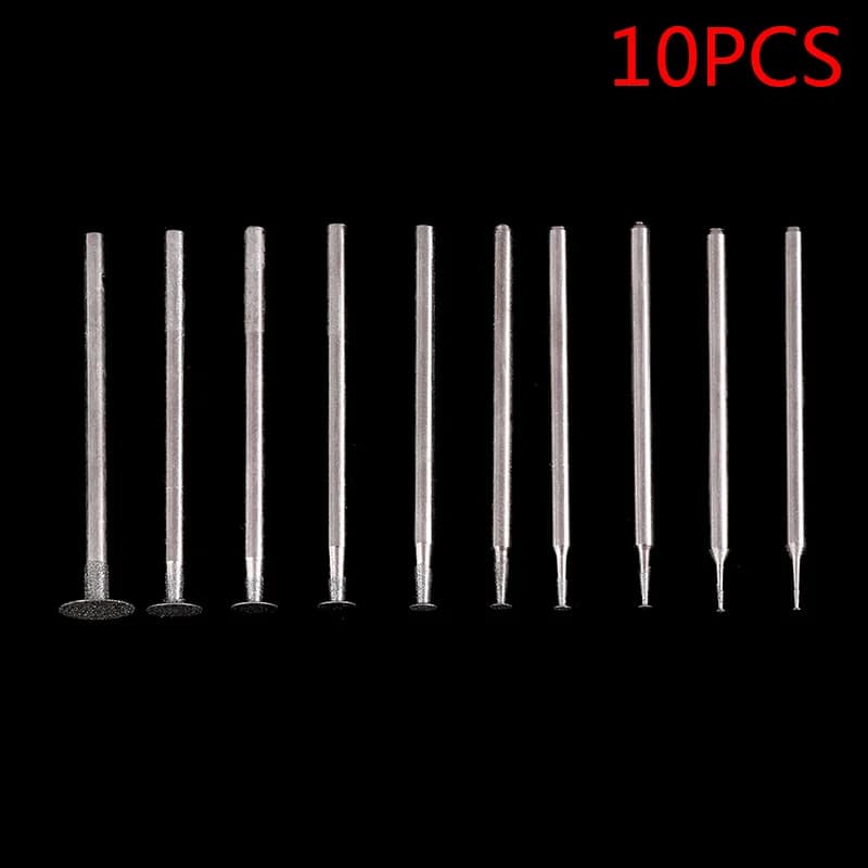 10 Pcs Diamond Grinding Drill Bit Accessories Ultra Thin T-Handle for Stone Carving Polishing Engraving Tool Set, 2.35mm