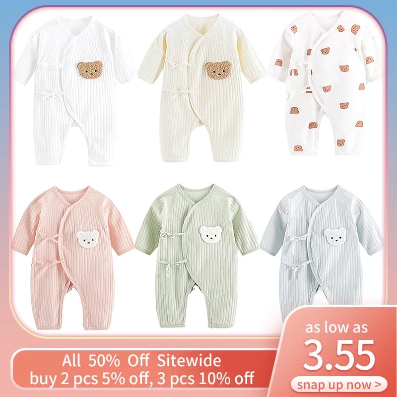 Cartoon Bear Baby Romper Spring Autumn Long Sleeved Clothes Soft Pure Cotton Newborn Bodysuit Infant Jumpsuit One Piece Outfits