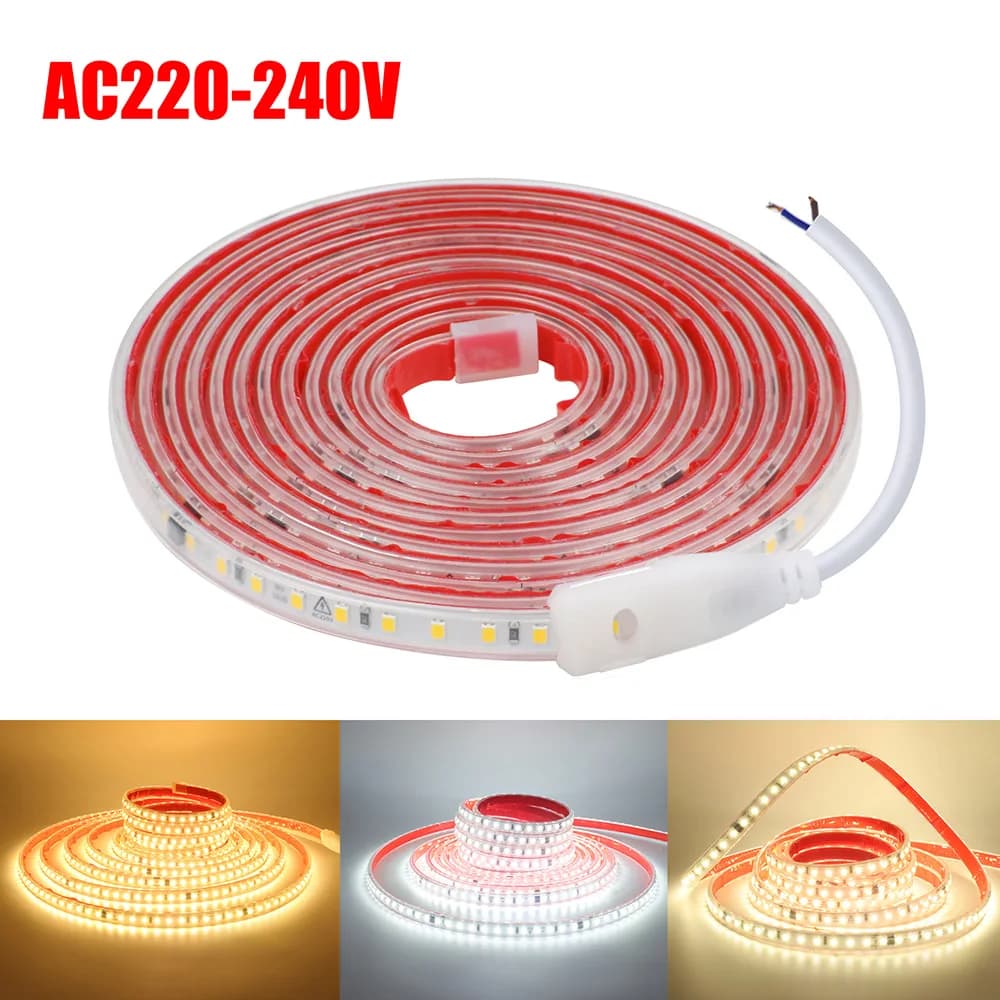 AC 2835 Led Strip Lights Dimmable 220V 230V 120 LEDs/m 0.5m 1m 2m 5m 10m 20m 50m Waterproof High Brightness Diode Tape Adhesive