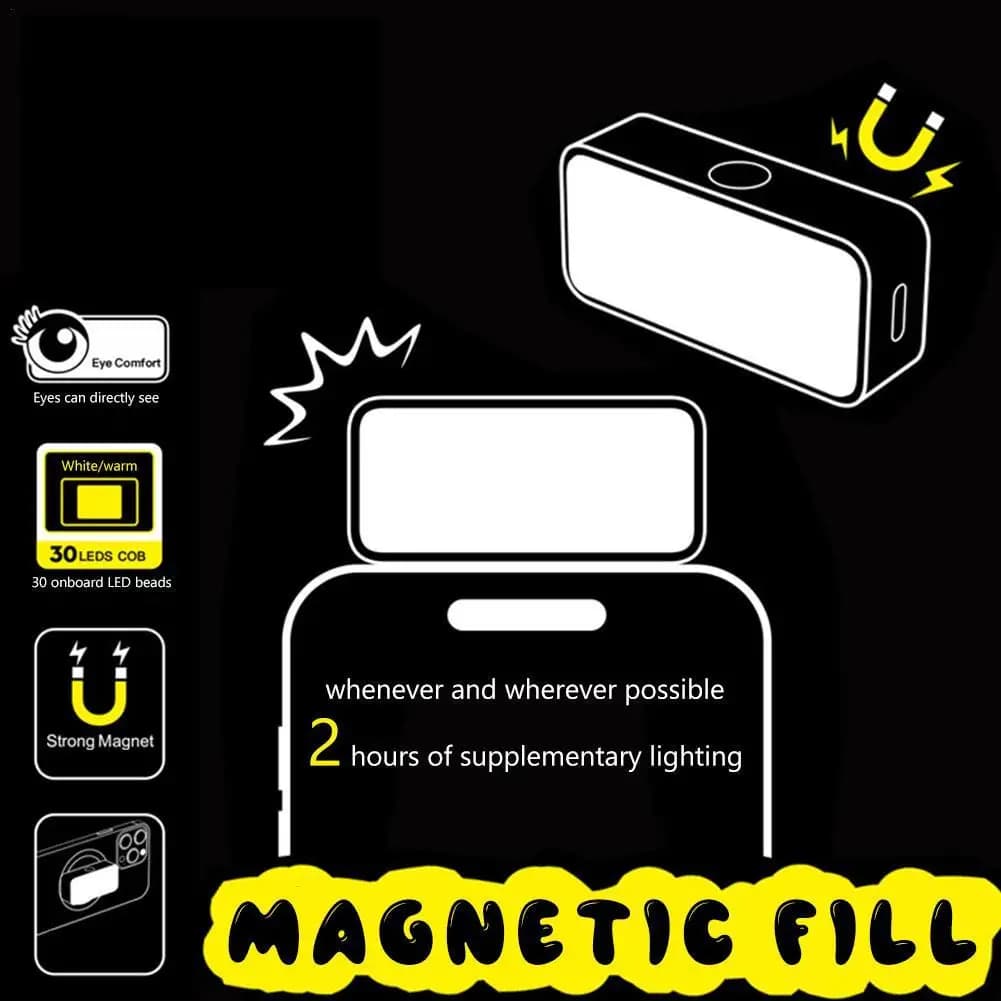 Magnetic Mobile Phone Selfie Fill Light Mini LED For iPhone Long-Lasting Adjustable Protable Selfie Lights