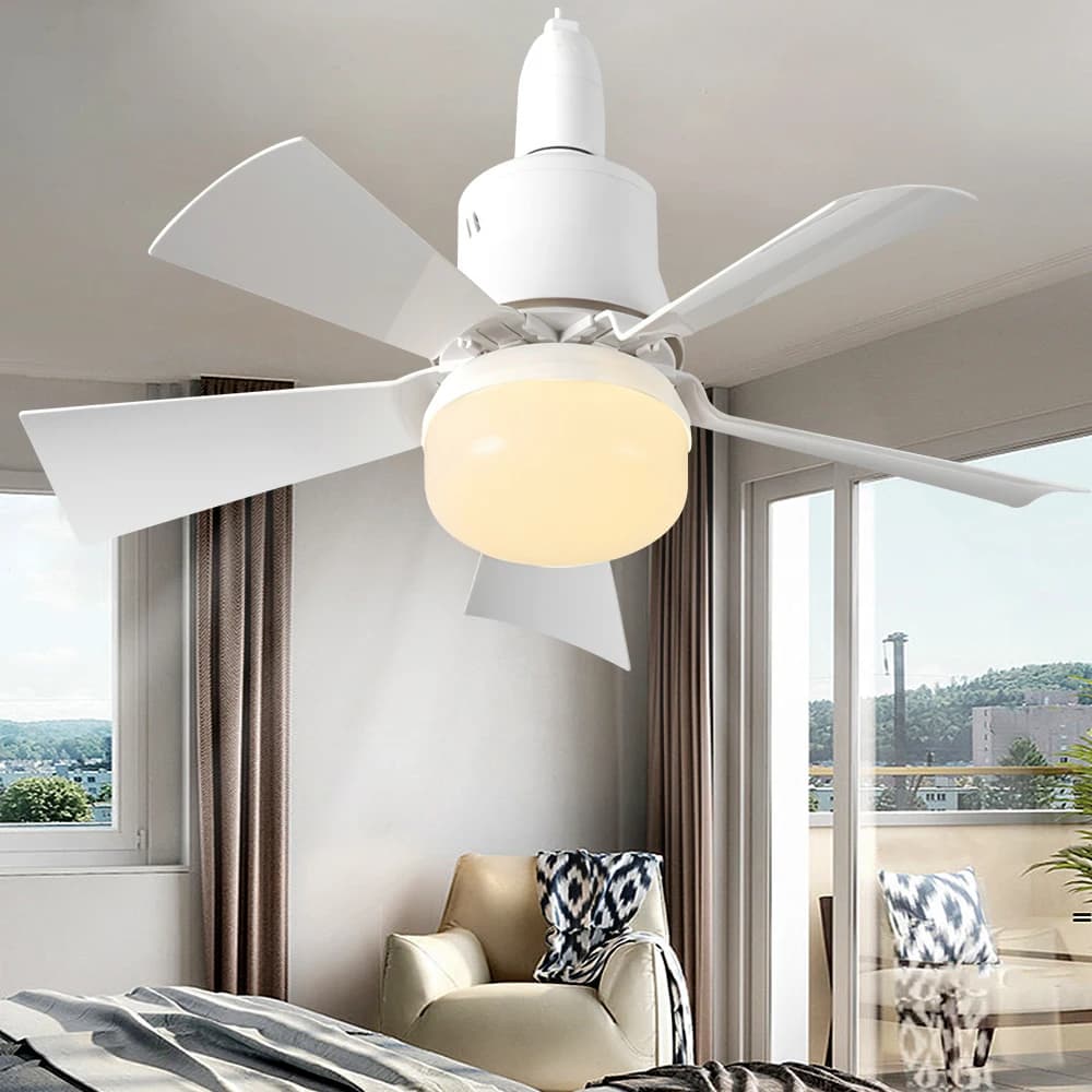 LED Ceiling Fan Light With Remote Dimming Function E27 Socket 30W Mini Fan Lamp Suitable For Household Bedroom Study Kitchen