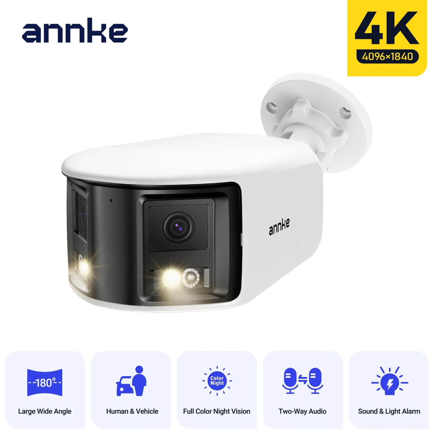 ANNKE 4K UHD Dual-Lens Security Camera 8MP Duo Series PoE IP Camera 180° Panoramic View Home Video Surveillance Cameras