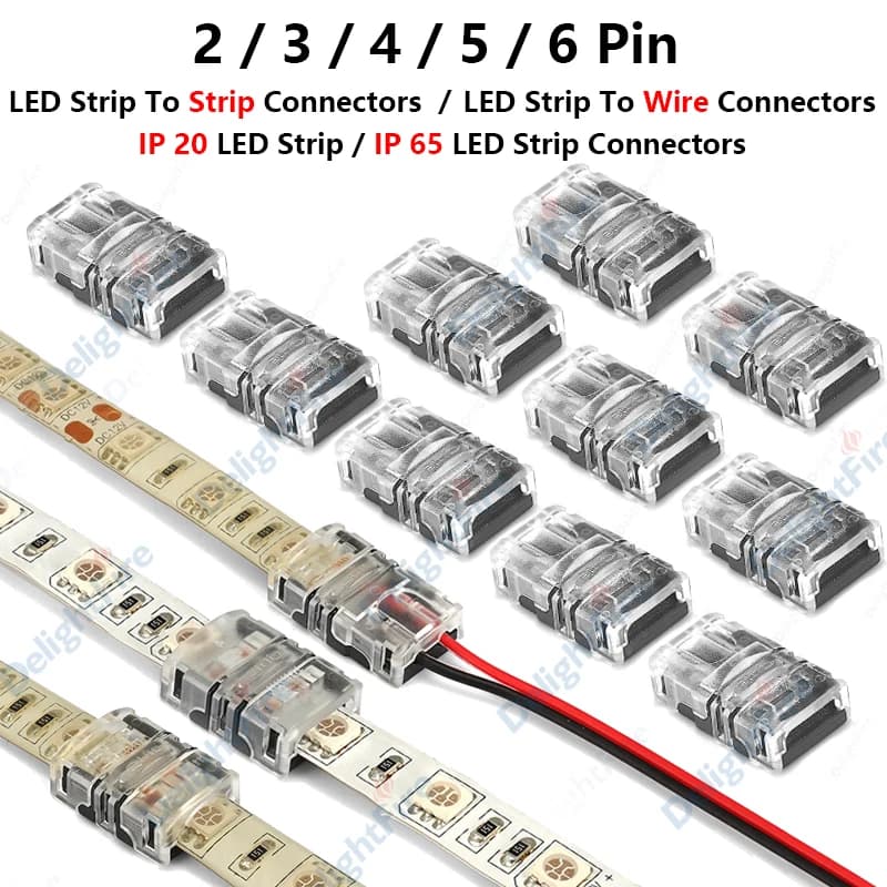 Solderless LED Connector 6 5 4 3 2 Pin LED Strip Connectors For RGB RGBW SMD 5050 WS2812B LED Strip Light Wire Connection
