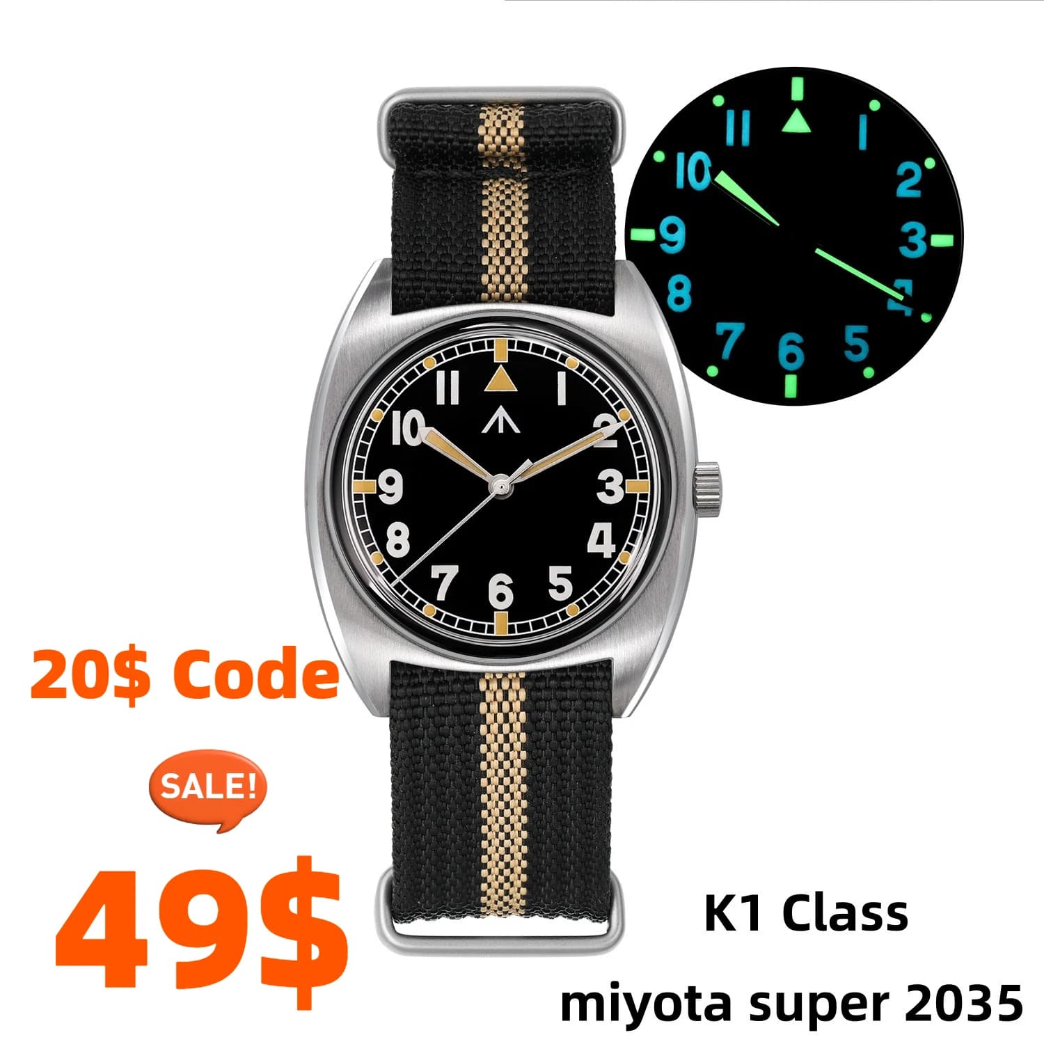 Militado ML17 Watch Miyota Super 2035/ GL12 Quartz Movement Watch C3 And BGW9 Luminova 100m Waterproof Stainless Steel Watches
