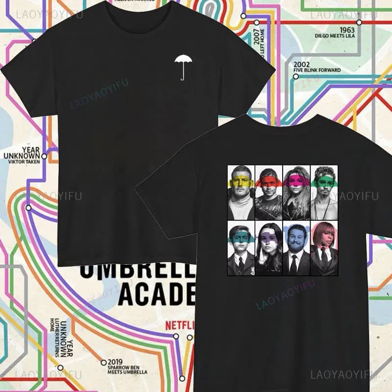 The Umbrella Academy Men Double Sided T Shirts Gril High Quality Short Sleeve Tshirts Casual Man Tops Tee Female Streetwear