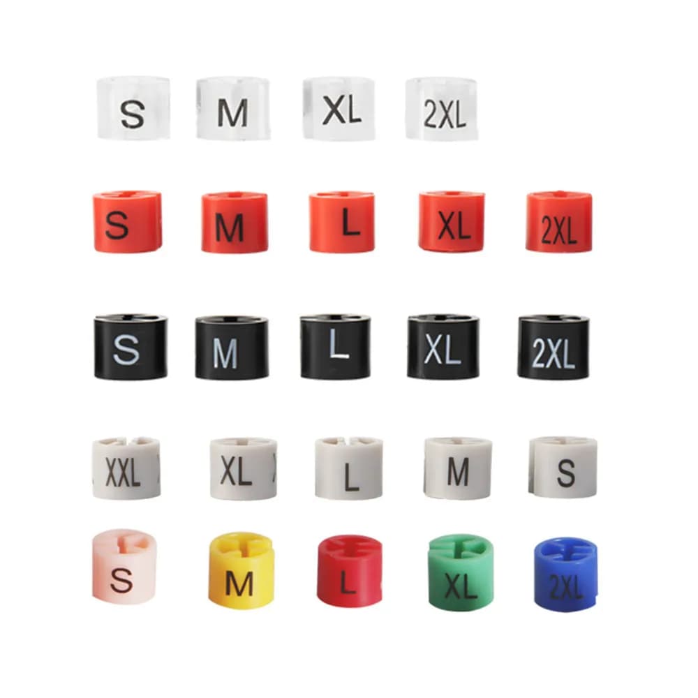 100pcs Clothes Hanger Marker Rod For Garment Color Coding Clear Count S M L XL 2XL 20pcs Each Size