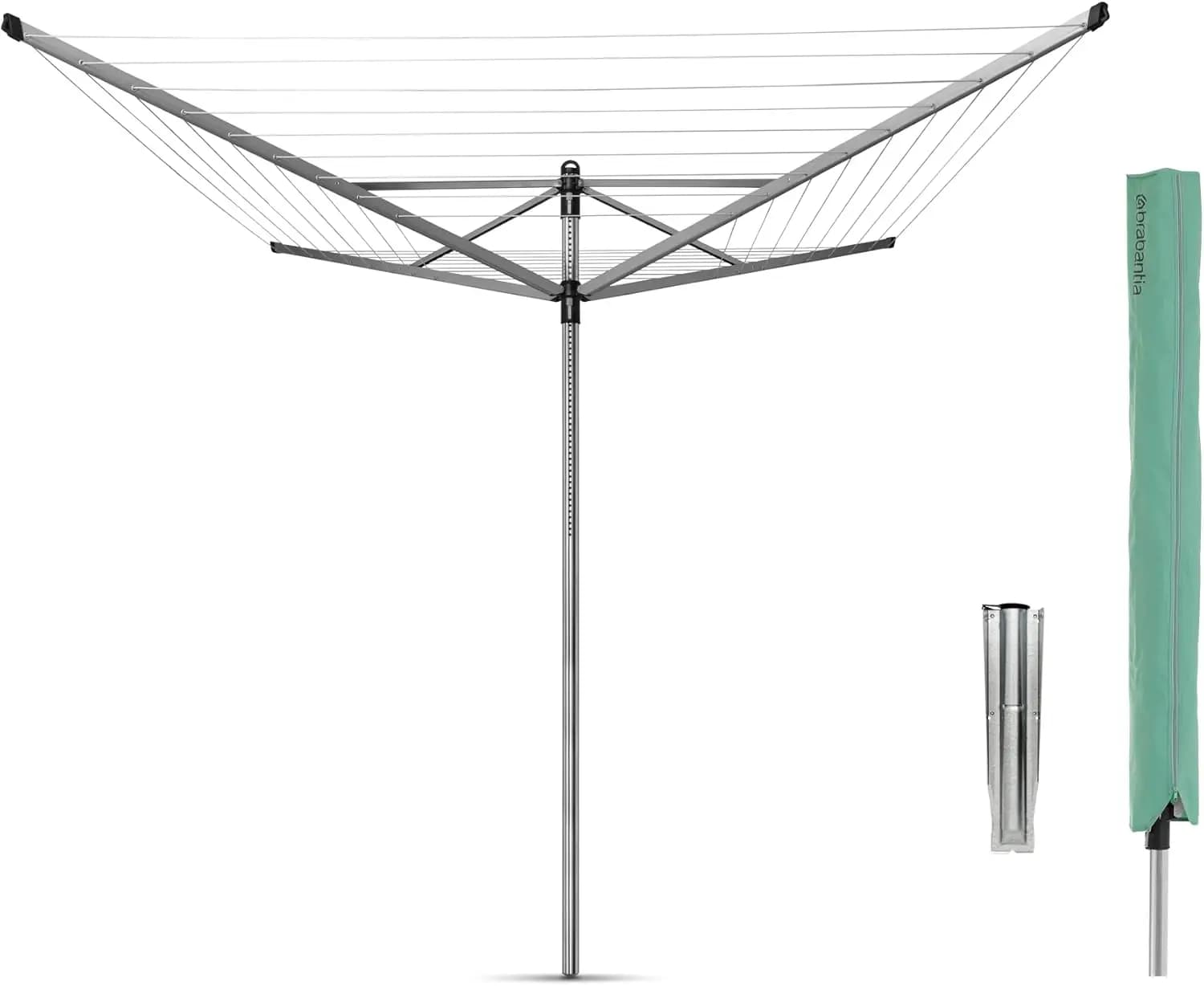 Outdoor 4 Arm Clothesline (164 ft/Ø 1.8") Height Adjustable, Folding Clothes Drying Rack