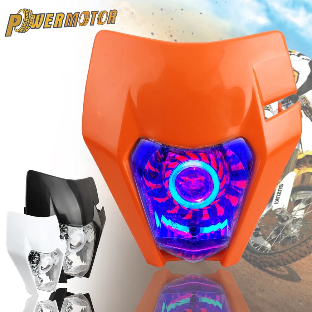 for KTM Headlight Plate Motorcycle LED EXC 300 XC SX 125 250 350 450 Round Wick Headlamp Dit Bike Supermotor Enduro Accessories