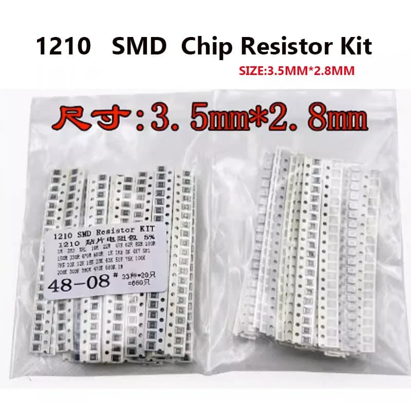 1210 Chip Resistor Packs Component Packs Accuracy 5% SMD 1R to 1M Ohm 33 Kinds 20pcs each Total 660pcs