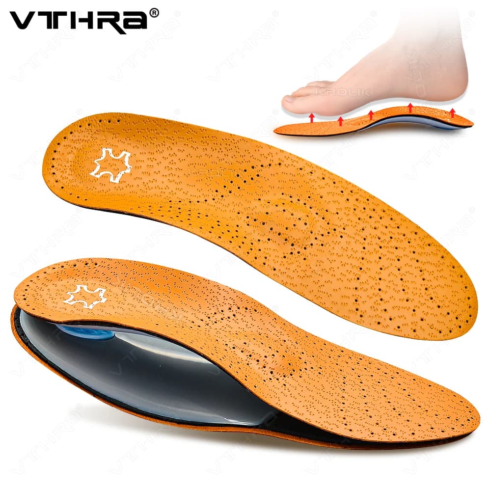 Flat Feet Arch Support Leather Orthopedic Orthotic Insole for Shoes Soles Inserts for Feet Men Women Children O/X Leg Correction