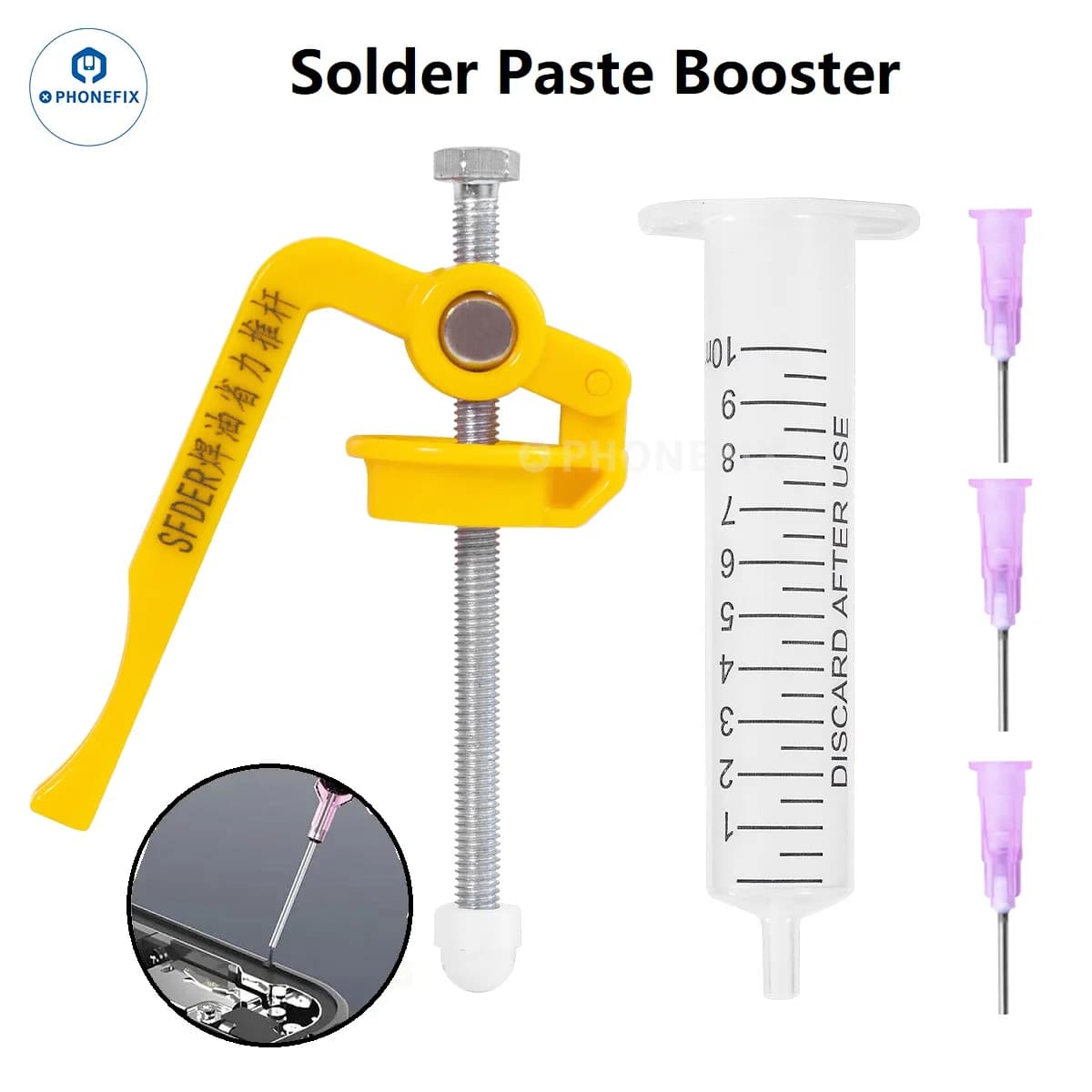 PHONEFIX Solder Paste Dispenser Flux Syringe Welding Glue Propulsion Tool UV Solder Mask Ink Welding Green Oil Pusher