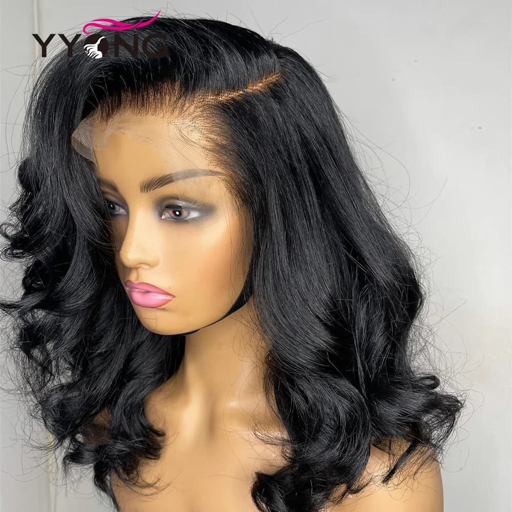 Yyong Short Bob Lace Wig Body Wave Lace Frontal Human Hair Wigs For Women Pre Plucked Peruvian Transparent Bob Lace Closure Wig