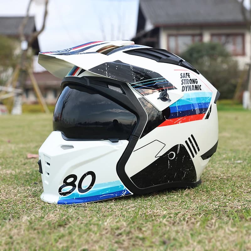 ORZ-163 Motorcycle Helmet Men's and Women's Retro Street Fighter Combination Helmet Full Helmet Detachable Half Helmet