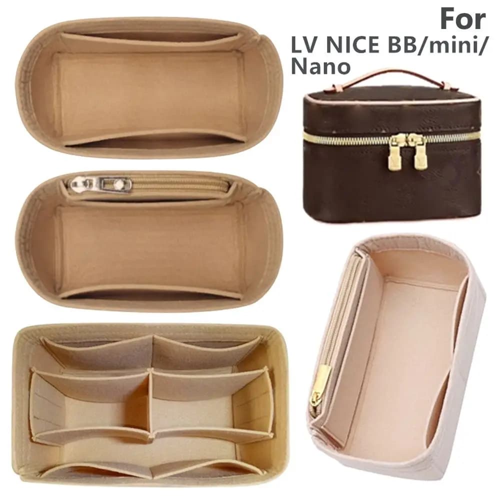 Durable Felt Handbag Insert Bag Storage Organization Purse Liner Bag Support Portable Internal Bag for For LV Nice Nano/Mini/BB
