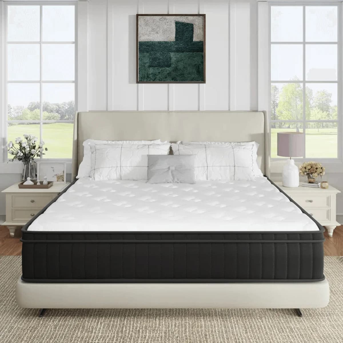 Queen Size Mattress Medium Firm Hybrid Mattress with Gel Memory Foam,CertiPUR-US Mattress in a Box, Pressure Relief