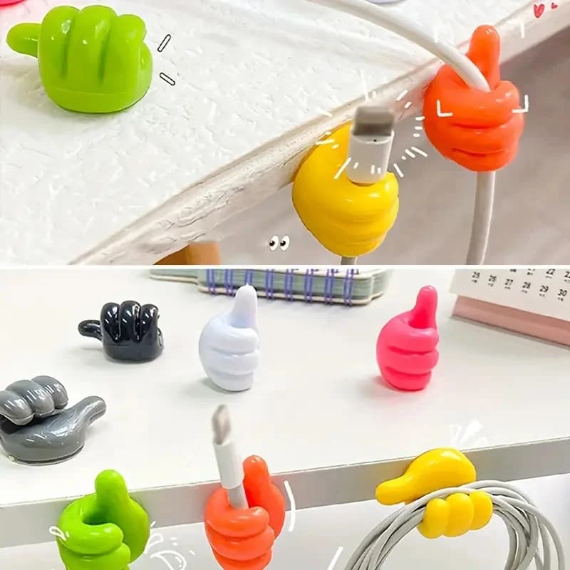 10Pcs Thumb Hook Self Adhesive Wall Decoration Creative Silicone Key Hanger Hook Home Office Data Cable Clip Wire Desk Organizer