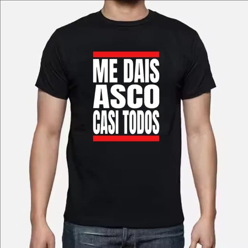 Men Me Dais Asco Casi Todos Letter Print Tshirt Men Women Casual Loose Streetwear Round Neck Short Sleeve Top Fashion Tee Unisex