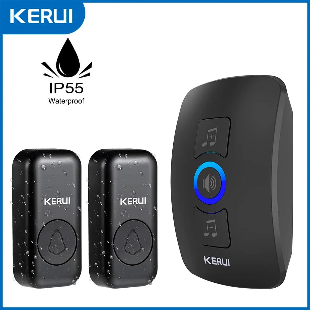 KERUI Wireless Doorbell Waterproof OutDoor Smart Home Door Bell Welcome Melodies Chimes LED Flash Security Adjustable Volume