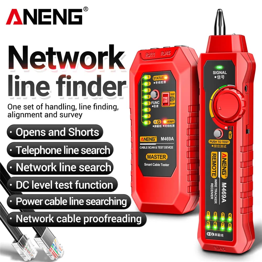ANENG M469A Network Line Finder Cable Tester RJ45 RJ11 LAN Cable Tester Finder Wire Tracker Receiver Network Repair Testet Tools