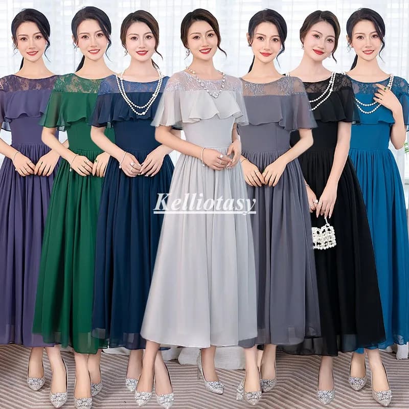 Summer Beach Party Dress For Women Silver Short Sleeve Mother Of the Evening Dresses Plus Size