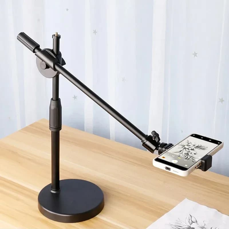 Tabletop Overhead Tripod Stand with Ring Light Mobile Phone Holder And Boom Arm for Nail Art Photography Table Shooting Tripods