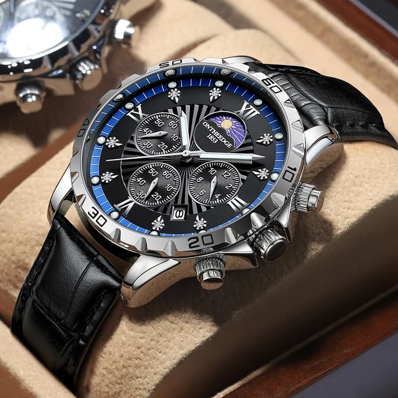 Business Men Quartz Watch Leather Waterproof Six Needle Date Casual Fashion Luxury Chronograph Watches Mens Relogio Masculino