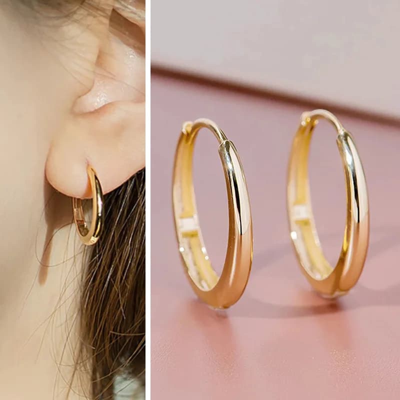 Huitan Versatile Gold Color Hoop Earrings Female Daily Party Jewelry Matel Style Simple Design Accessories for Women Wholesale