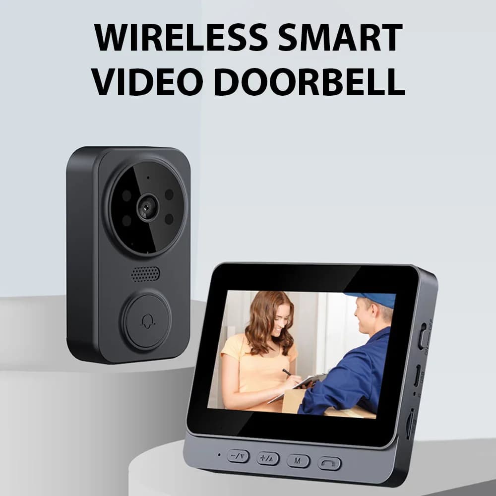 4.3" IPS HD Smart Video Doorbell with 2.4G Wireless Intercom, Two-Way Audio, Night Vision & Real-Time Monitoring