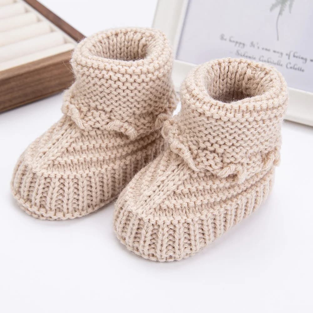 2Pcs/Pair Baby Knit Socks 0-12M Solid Cochet Walking Socks Newborn Photography Prop Infant Birthday Gift Handmade Boutique Sock