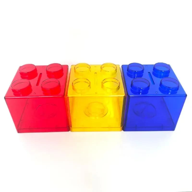 4 Pcs Clear Plastic Building Blocks Money Boxes Coin Savings Jars Children's Toys Gifts